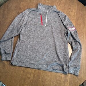 FJ Footjoy Golf Windshirt Men's Sz L Gray red 1/4 Zip Pullover Titleist